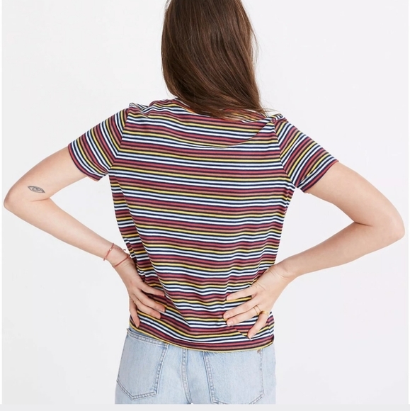 Madewell Rainbow Stripe Knot front Short Slv Tee - Picture 7 of 7